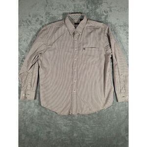 Izod Shirt Mens XL Long Sleeve Casual Button‎ Down Beige Red Stripe Plaid